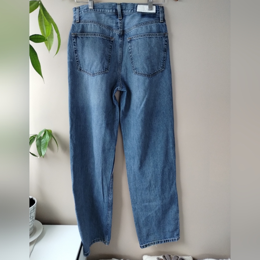 Re/Done Straight Leg Blue Jeans 24 - Picture 3 of 9